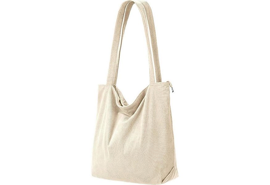 LuxusKollektion Shopper Cord Uni Shopper Damen Handtasche Beige groß mit Re günstig online kaufen