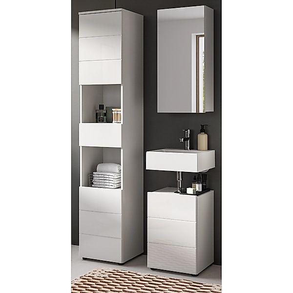 Inn.Furn Badmöbel Set 3-teilig in Weiß Hochglanz 91 x 190 cm Larik günstig online kaufen