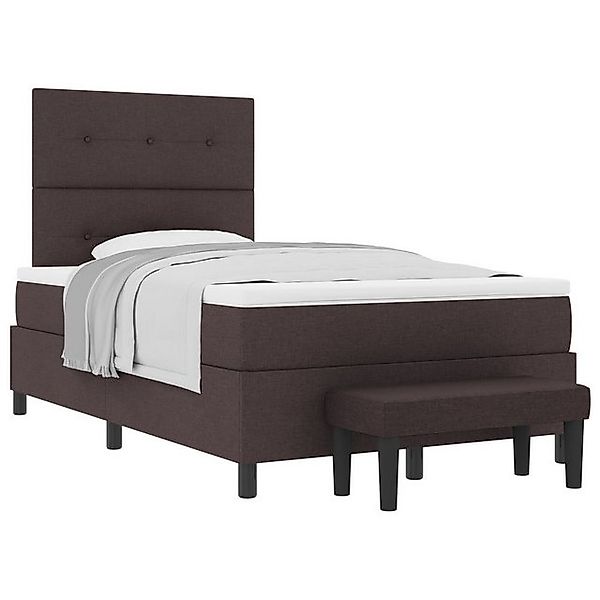 vidaXL Bett Boxspringbett mit Matratze & Bank Dunkelbraun 120x200 cm Stoff günstig online kaufen