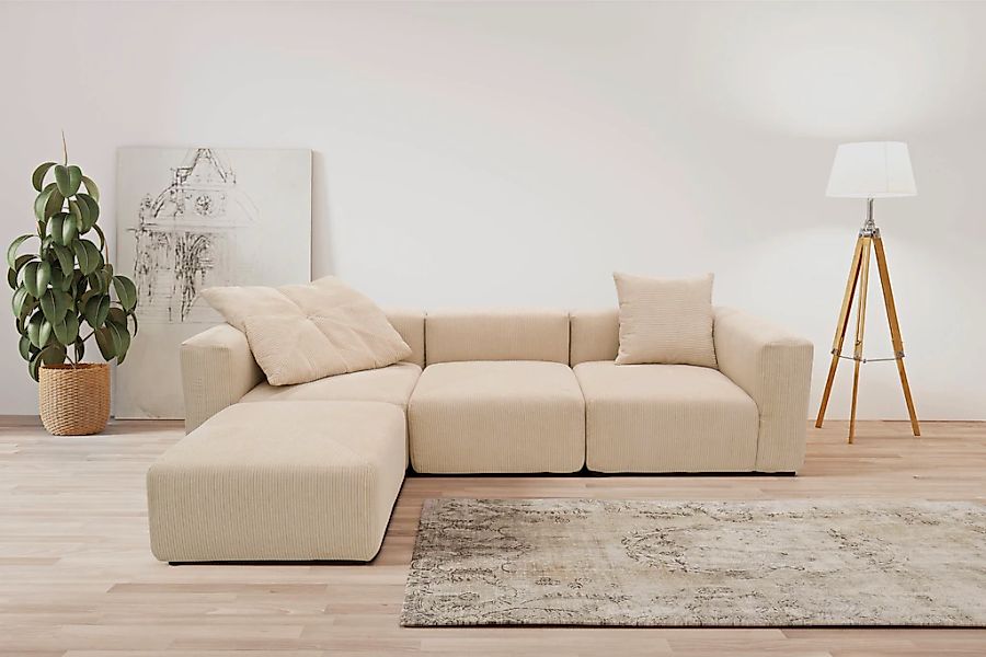Home affaire Ecksofa "Gerrid L-Form" Cord-Bezug, Modulsofa, bestehend aus E günstig online kaufen