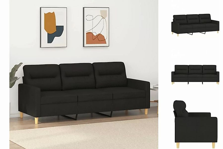 vidaXL Sofa 3-Sitzer-Sofa Schwarz 180 cm Stoff günstig online kaufen
