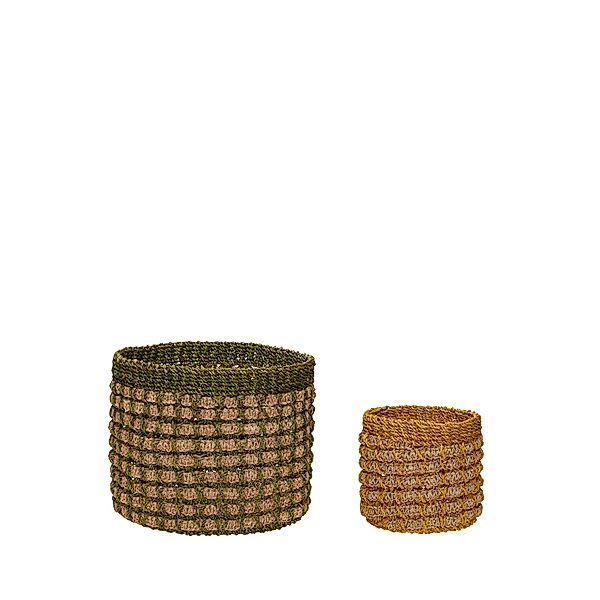 Pine Korb handgeflochten Naturfarben/Multicolor Ø29 cm Höhe 25 cm günstig online kaufen