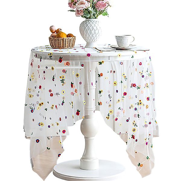 Refttenw Tischdecke Romantische Spitzentischdecke mit Blumenstickerei,Deskt günstig online kaufen