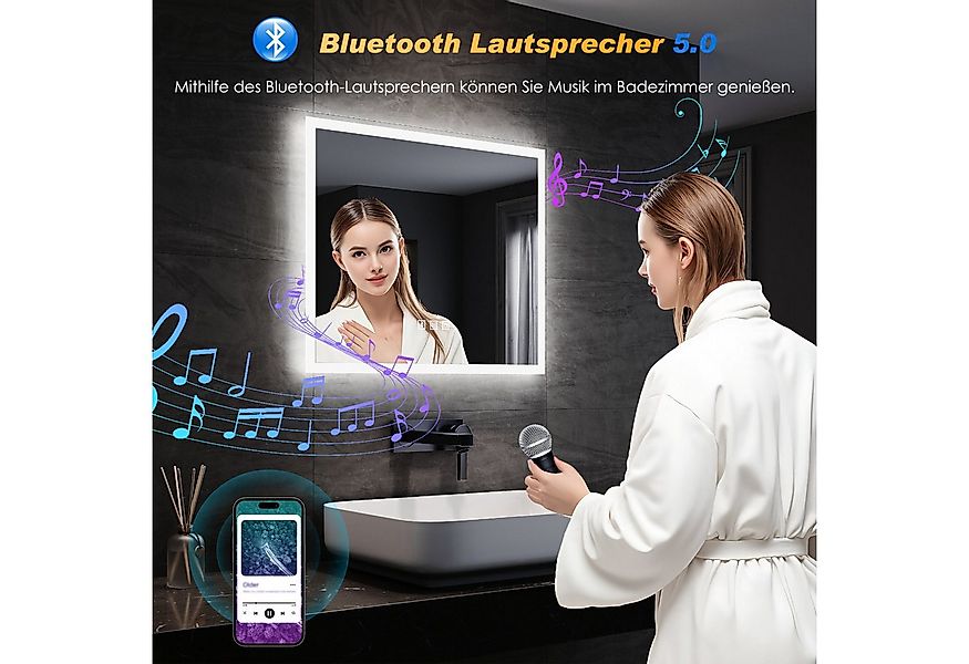 SONNI Badspiegel Badezimmerspiegel mit Beleuchtung, mit Bluetooth Lautsprec günstig online kaufen