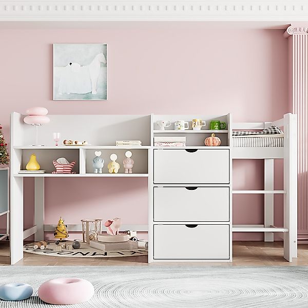 TavilaEcon Hochbett Halbhohes Bett im Hausform günstig online kaufen
