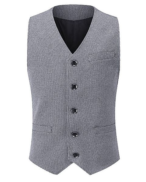 Allthemen Anzugweste mit V-Ausschnitt Wollweste Fischgrätmuster klassische günstig online kaufen