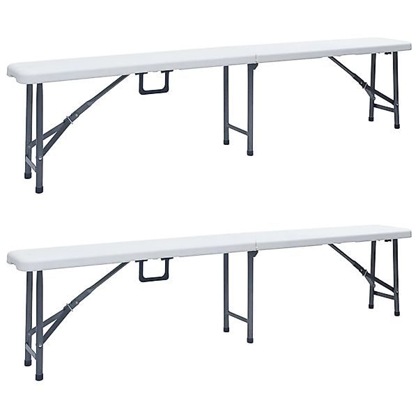 furnicato Klappbare Gartenbänke 2 Stk. 180 cm HDPE Weiß günstig online kaufen