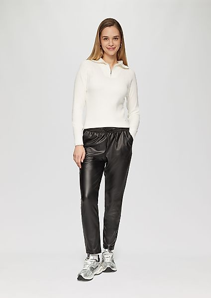 QS Stoffhose Joggerstyle in Lederoptik Gummizug günstig online kaufen