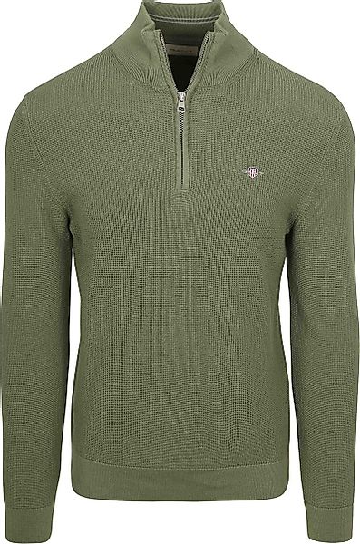 Gant Half Zip Pullover Micro Textured Grün - Größe M günstig online kaufen