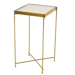 Beistelltisch Metall Glas in modernem Design quadratischer Tischplatte günstig online kaufen