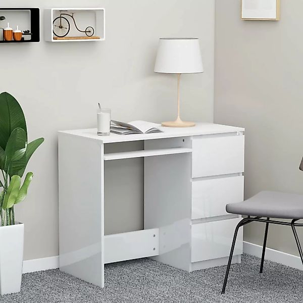 Schreibtisch Hochglanz-weiß 90 X 45 X 76 Cm Spanplatte günstig online kaufen
