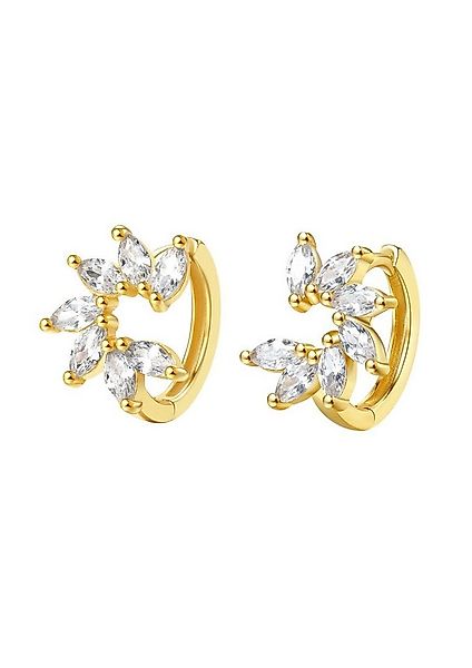 Hey Happiness Paar Creolen Zirkon Blumeblätter, 925er Silber, Silber Ohrrin günstig online kaufen