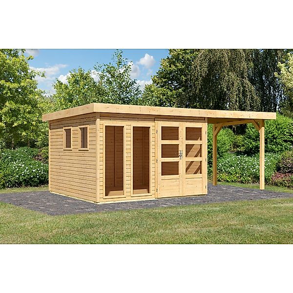 Karibu Gartenhaus Maradi 6 m. Anbaudach Naturbelassen 216 x 298 x 302 cm günstig online kaufen
