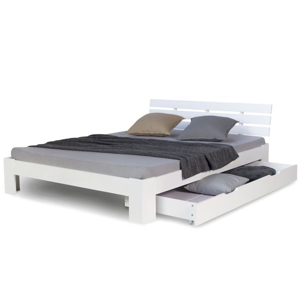 Homestyle4u Holzbett 140x200 Doppelbett Weiß Massiv günstig online kaufen