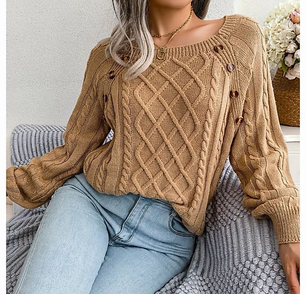 ZWY 2-in-1-Pullover Lässiger Damen-Pullover mit Zopfmuster für Damen quadra günstig online kaufen