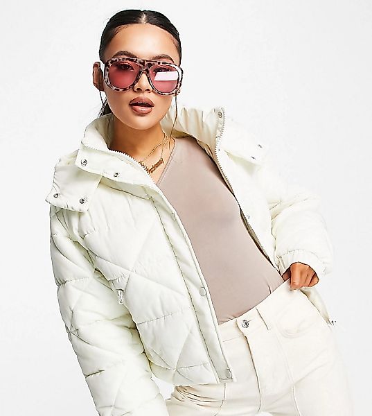ASYOU – Jacke mit Rautensteppung in Ecru-Weiß günstig online kaufen
