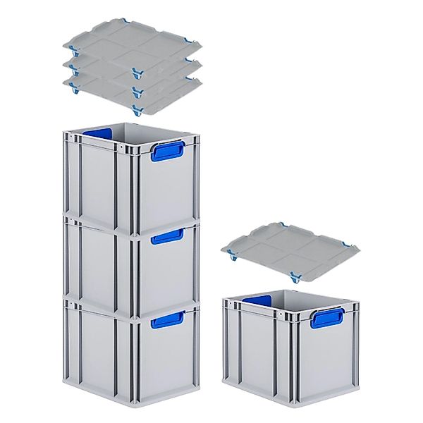 PROREGAL Spar Set 4x Eurobox Nextgen Color Mit Auflagedeckel & Schiebeschna günstig online kaufen