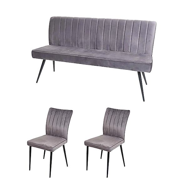 MCW Esszimmer-Set K16 3-teilig Dunkelgrau günstig online kaufen