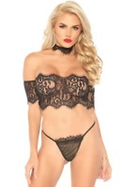 Spitzentop mit Halsband und Tanga günstig online kaufen