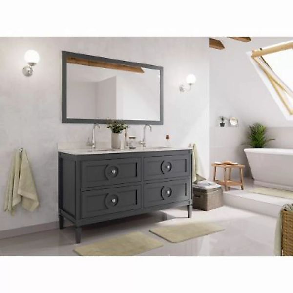 Lomadox Landhaus Badmöbel Set mit zwei Waschbecken BLANES-02 Massivholz in günstig online kaufen