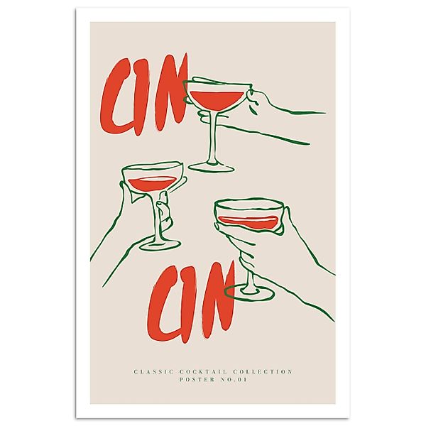 MuchoWow Poster Cocktailgläser - Cin Cin günstig online kaufen