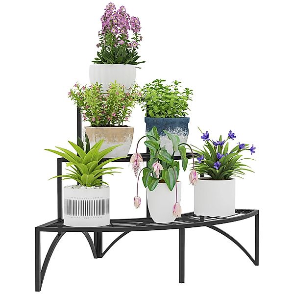 Outsunny  Pflanzenständer Metall Schwarz 87L x 60B x 60H cm günstig online kaufen