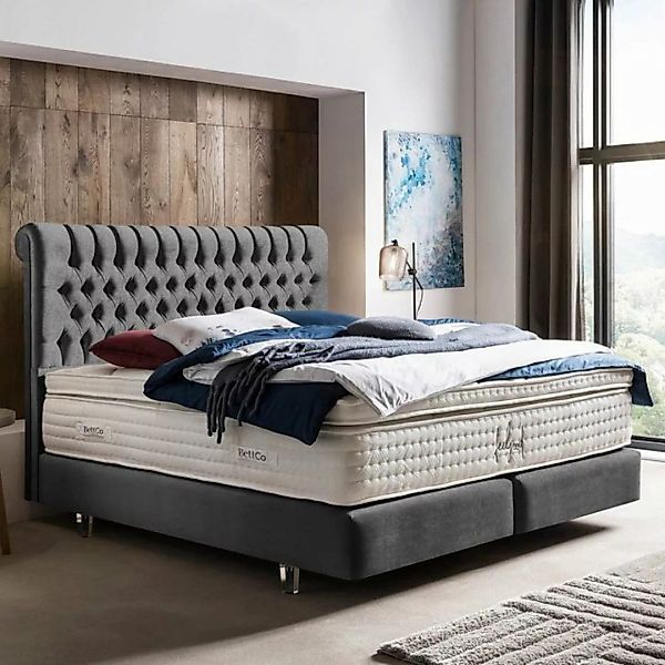 BettCo Boxspringbett Chester (in Dunkelgrau Samt, 200 x 200 cm), Kostenlose günstig online kaufen