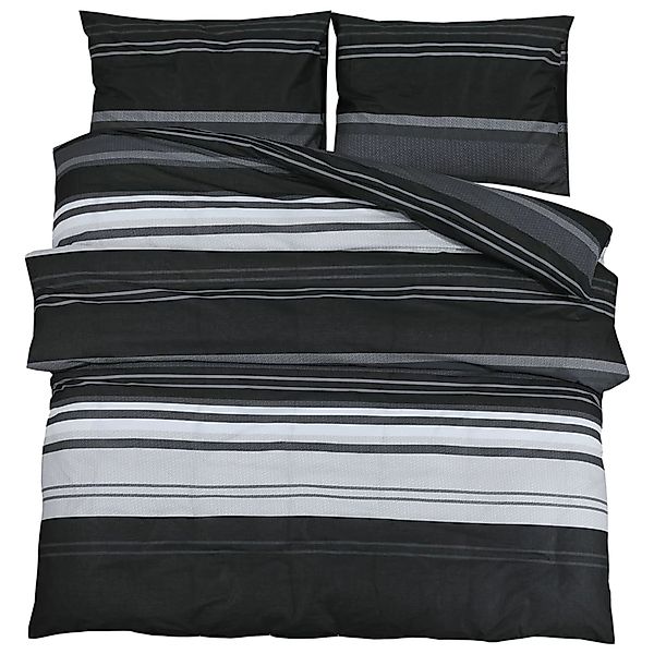 vidaXL Bettwäsche-Set Schwarz und Weiß 240x220 cm Baumwolle 136494 günstig online kaufen