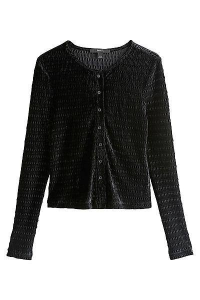 Next Strickjacke Langärmelige, geraffte Samt-Strickjacke (1-tlg) günstig online kaufen