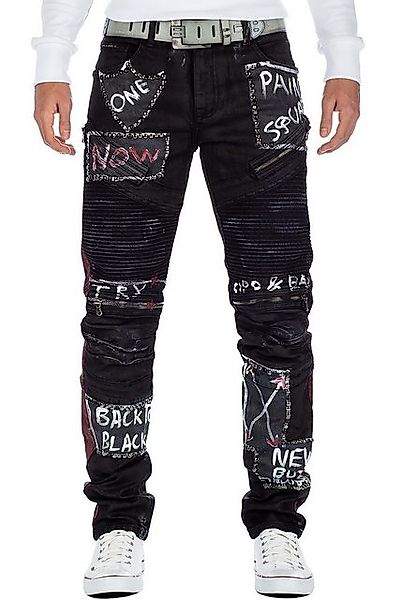 Cipo & Baxx Bikerjeans Herren Hose BA-CD571 (1-tlg) mit Nieten Prints und R günstig online kaufen