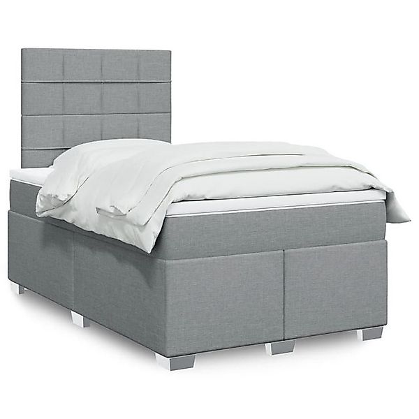 vidaXL Boxspringbett, Boxspringbett mit Matratze Hellgrau 120x190 cm Stoff günstig online kaufen