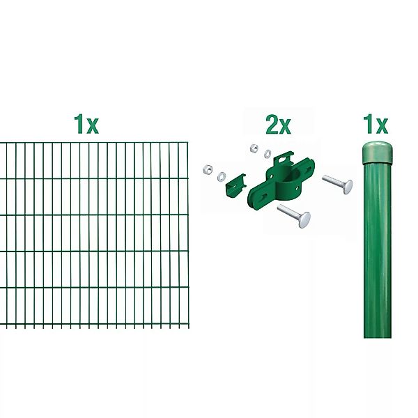 Metallzaun Anbau-Set Einstabmatte Grün z. Einbetonieren 75 cm x 200 cm günstig online kaufen