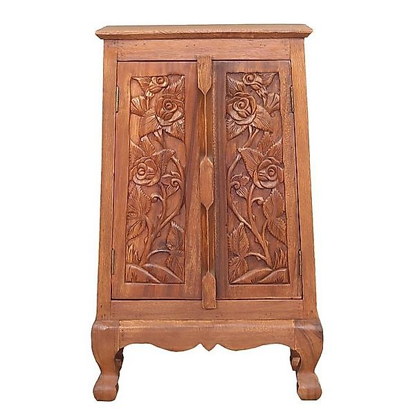 Oriental Galerie Mehrzweckschrank Flurschrank Braun mit Schnitzerei 80cm Ro günstig online kaufen
