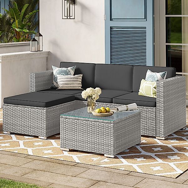 SONGMICS Gartenlounge-Set, (5-tlg., 1 Ecksofa, 1 günstig online kaufen