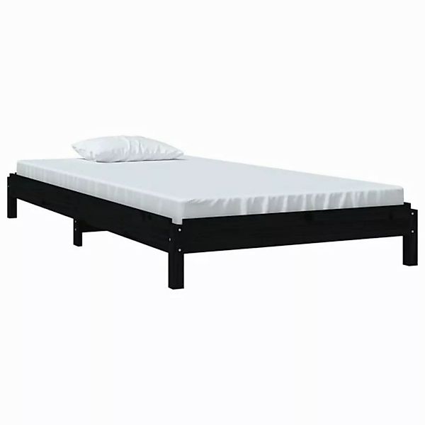 furnicato Bett Stapelbett Schwarz 90x190 cm Massivholz Kiefer (1-tlg) günstig online kaufen