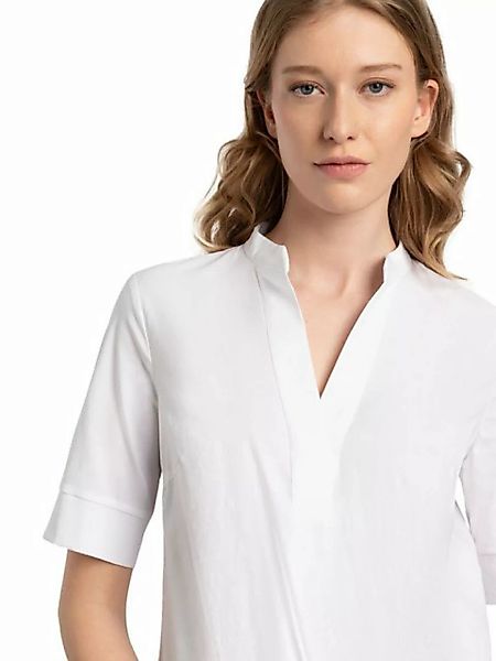 Baumwoll/Stretch Bluse mit Stehkragen, weiß, Frühjahrs-Kollektion günstig online kaufen