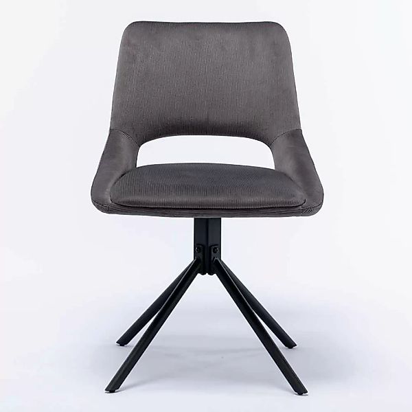 Samt Esstisch Stühle in Grau Gestell aus Metall (2er Set) günstig online kaufen