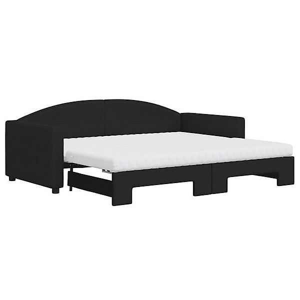 vidaXL Bett Tagesbett Ausziehbar mit Matratzen Schwarz 90x190 cm Stoff günstig online kaufen