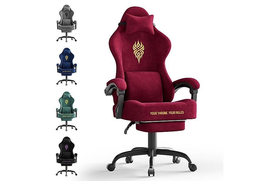 Ferghana Gaming-Stuhl Massage Gaming Sessel mit Fußstütze 90-135° Rückenleh günstig online kaufen