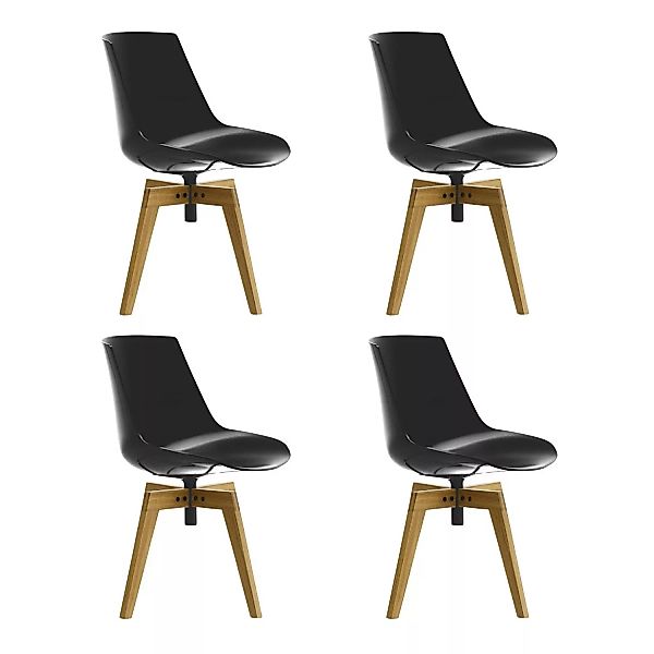 MDF Italia - Flow Stuhl Füße in Eiche 4er Set - schwarz/Sitzschale schwarz günstig online kaufen