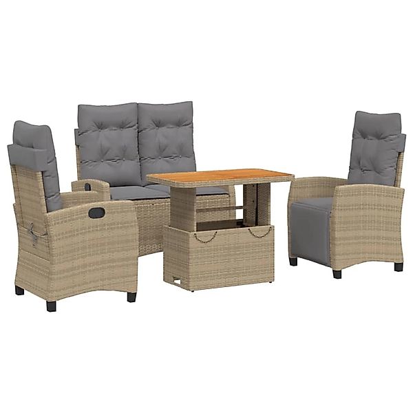 vidaXL 4-tlg Garten-Essgruppe mit Kissen Beige Poly Rattan Modell 1 günstig online kaufen