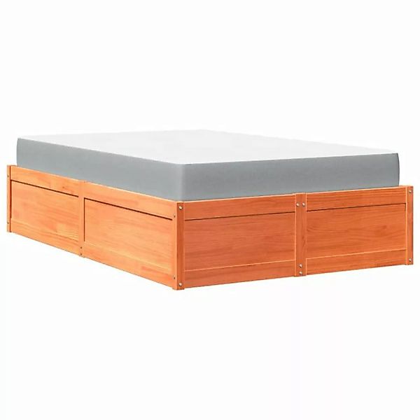 vidaXL Bett Bett mit Matratze Wachsbraun 140x190 cm Massivholz Kiefer günstig online kaufen