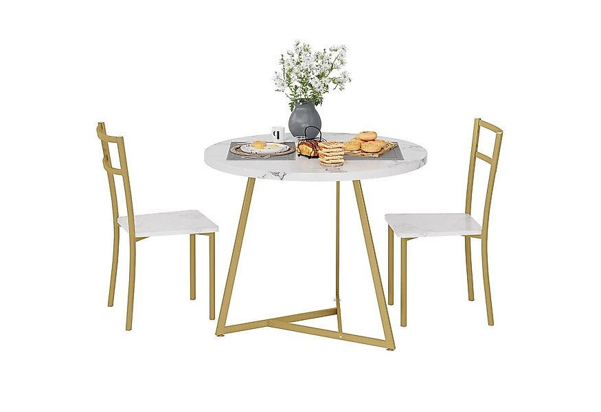 GarveeMore Essgruppe Esstisch mit 2 Stühlen,für Küche & Esszimmer, Runder E günstig online kaufen
