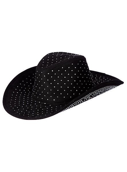 Metamorph Cowboy-Kostüm Cowboyhut mit Glitzersteinen schwarz, Bling-Bling s günstig online kaufen