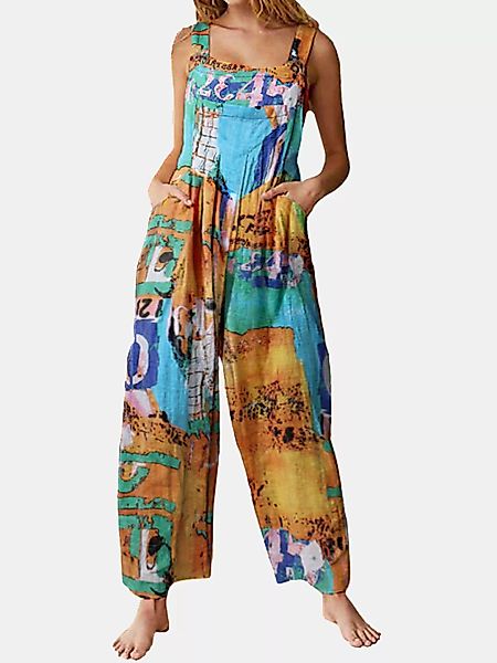 Taschen Mehrfarbige Druckbänder Jumpsuit Für Damen günstig online kaufen