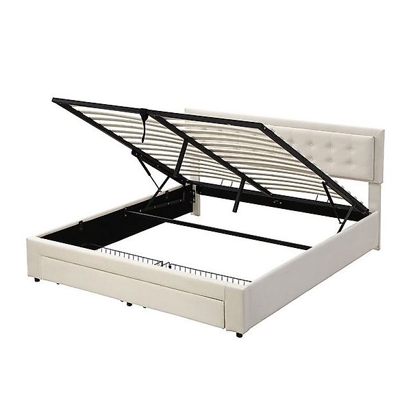 SOFTWEARY Polsterbett (Doppelbett mit Lattenrost, Bettkasten und Schublade, günstig online kaufen