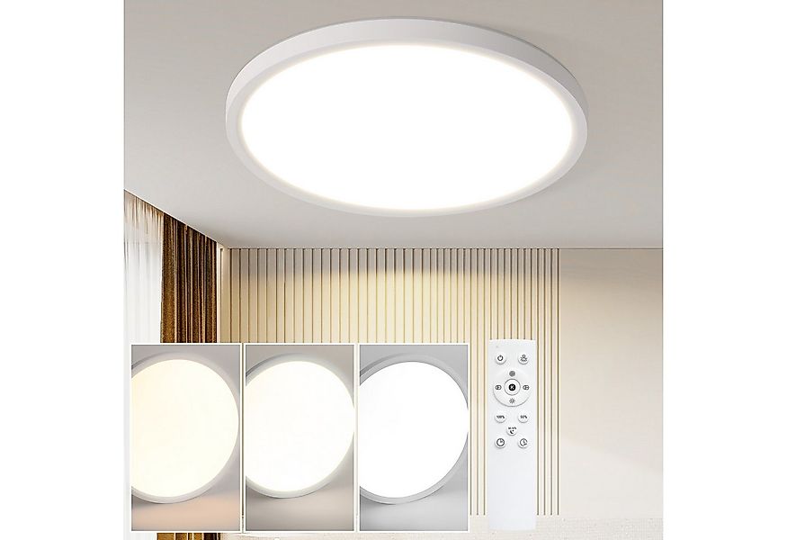 Nettlife LED Panel Flach Dimmbar Deckenleuchte 30cm Rund Weiß 24W zimmer, D günstig online kaufen
