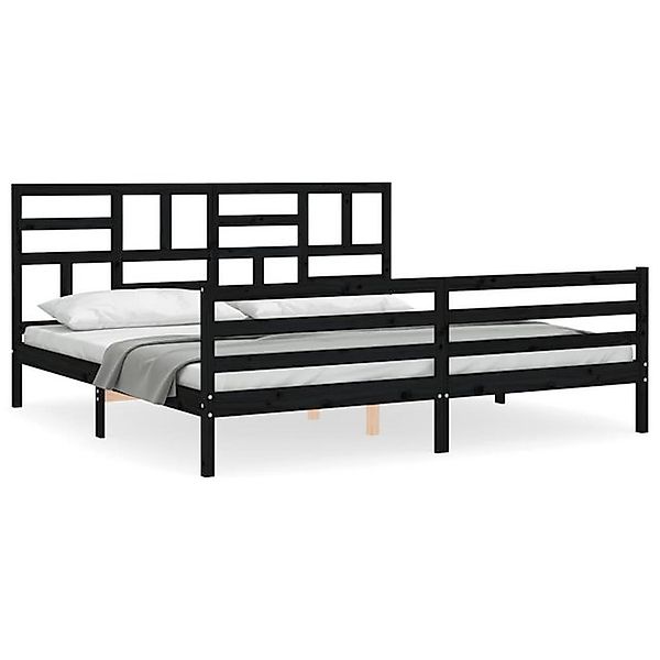 vidaXL Bettgestell, Massivholzbett mit Kopfteil Schwarz 200x200 cm günstig online kaufen