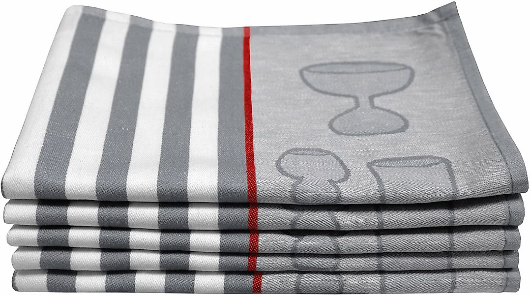 Dyckhoff Geschirrtuch "Gläser / Halbleinen" mit Gläser & Streifen Motiv, Ma günstig online kaufen