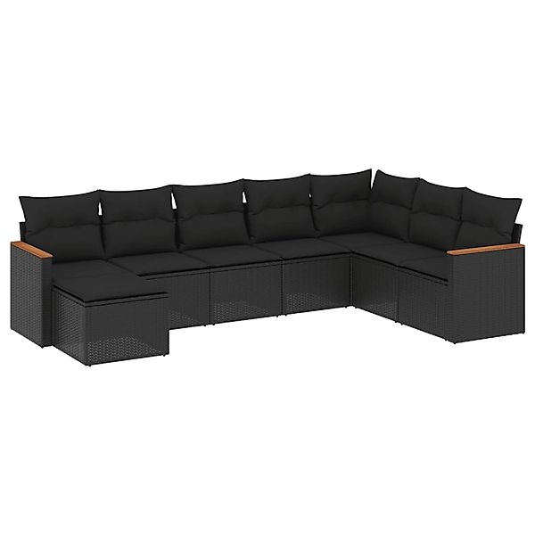 vidaXL 8-Tlg Garten-Sofagarnitur mit Kissen Schwarz Poly Rattan 3226244 günstig online kaufen